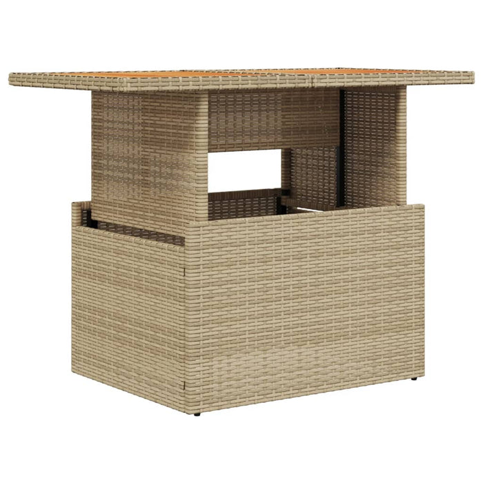 Garden Table Beige 100X55X73 Cm Poly Rattan And Acacia Wood Tllblp