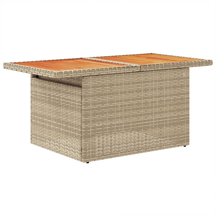 Garden Table Beige 100X55X73 Cm Poly Rattan And Acacia Wood Tllblp
