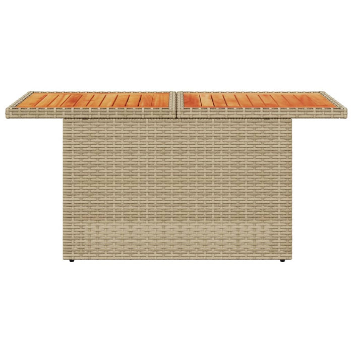 Garden Table Beige 100X55X73 Cm Poly Rattan And Acacia Wood Tllblp