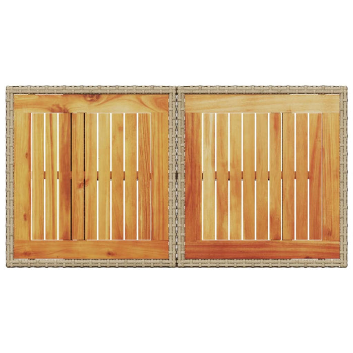 Garden Table Beige 100X55X73 Cm Poly Rattan And Acacia Wood Tllblp
