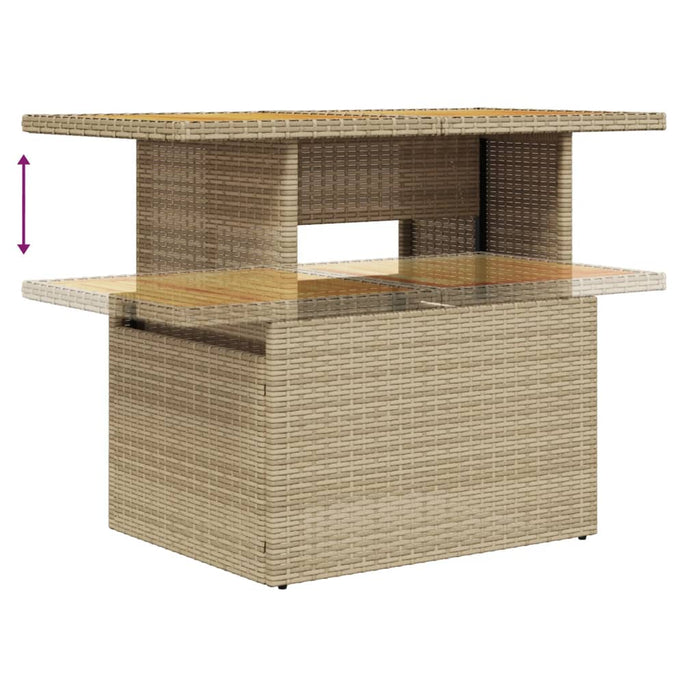 Garden Table Beige 100X55X73 Cm Poly Rattan And Acacia Wood Tllblp