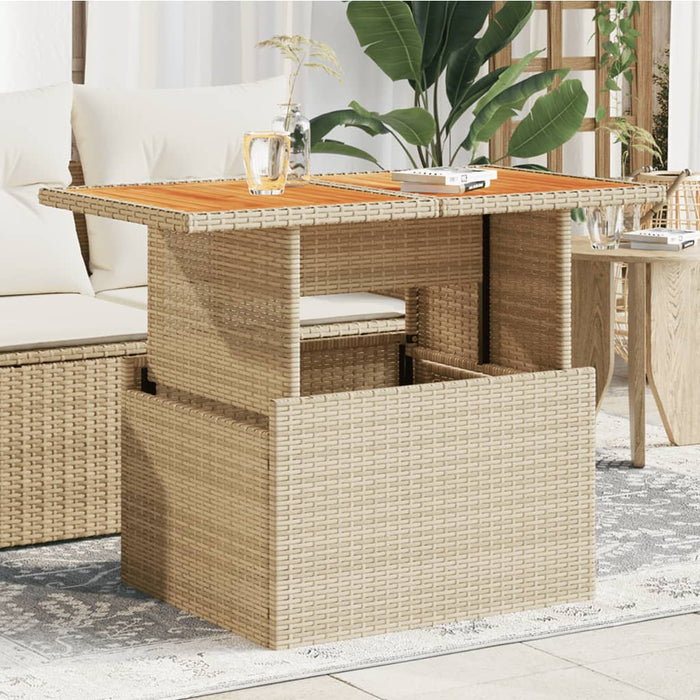 Garden Table Beige 100X55X73 Cm Poly Rattan And Acacia Wood Tllblp