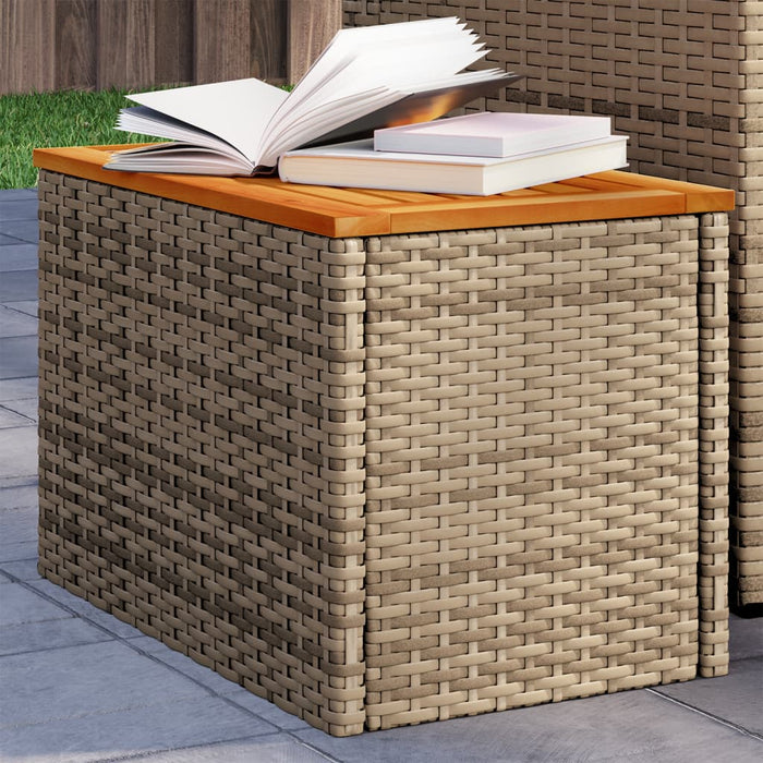 Garden Side Tables 2 Pcs Beige 55X34X37Cm Poly Rattan Solid Wood Tllblk