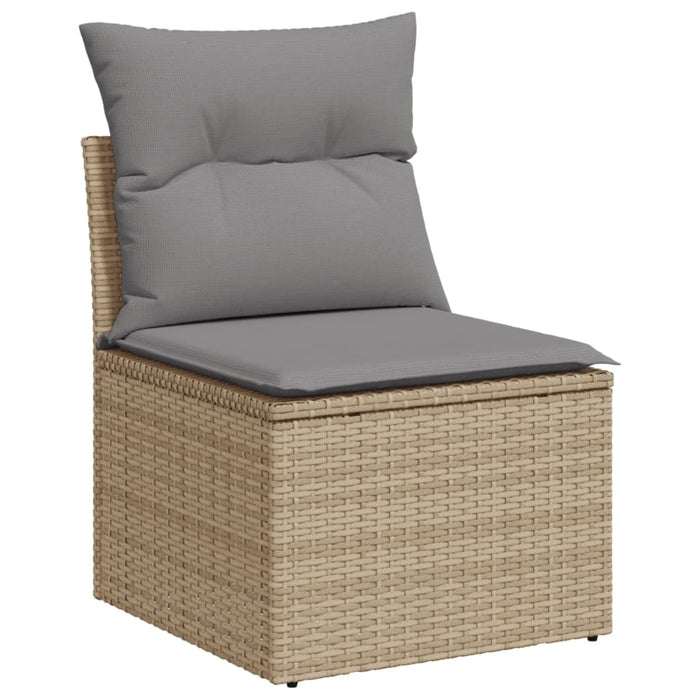 Garden Sofa Armless With Cushions Beige Poly Rattan Tllbnp