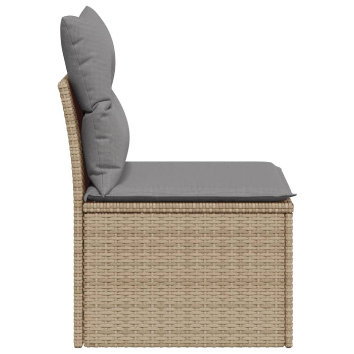 Garden Sofa Armless With Cushions Beige Poly Rattan Tllbnp