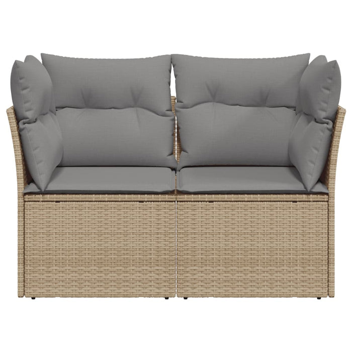 Garden Sofa With Cushions 2-Seater Beige Poly Rattan Tllbni