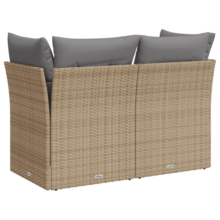 Garden Sofa With Cushions 2-Seater Beige Poly Rattan Tllbni