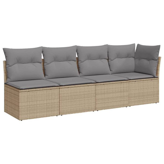 Garden Sofa With Cushions 4-Seater Beige Poly Rattan Tllbnn