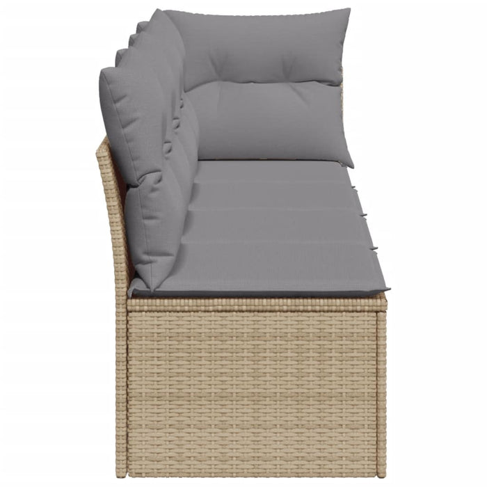 Garden Sofa With Cushions 4-Seater Beige Poly Rattan Tllbnn