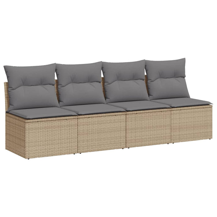 Garden Sofa With Cushions 4-Seater Beige Poly Rattan Tllbnk