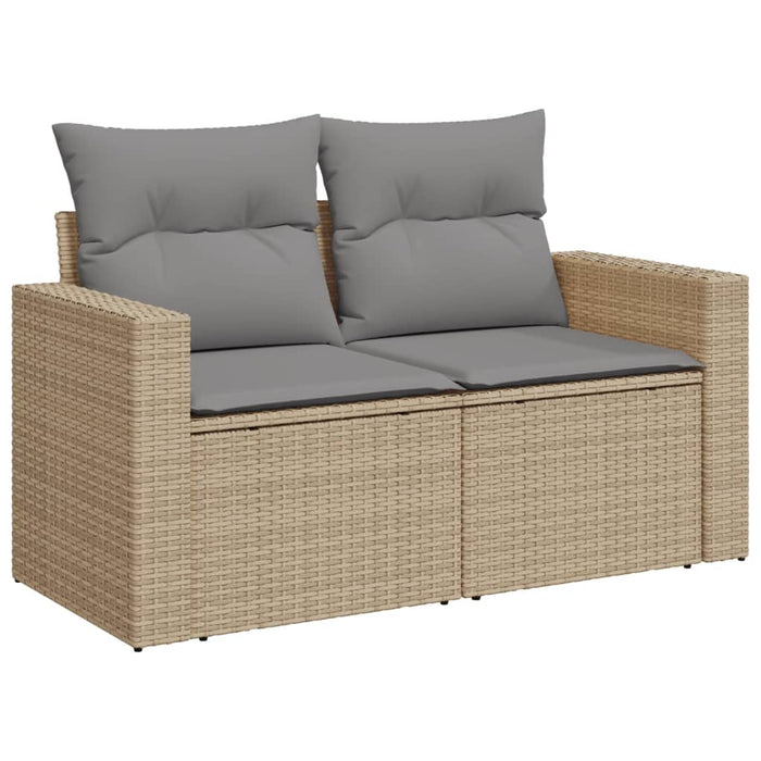 Garden Sofa With Cushions 2-Seater Beige Poly Rattan Tllbkt