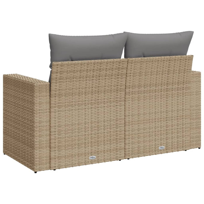 Garden Sofa With Cushions 2-Seater Beige Poly Rattan Tllbkt