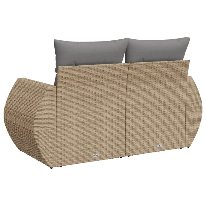 Garden Sofa With Cushions 2-Seater Beige Poly Rattan Tllbka