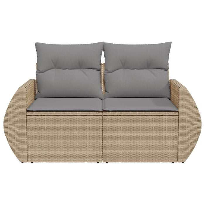 Garden Sofa With Cushions 2-Seater Beige Poly Rattan Tllbkp