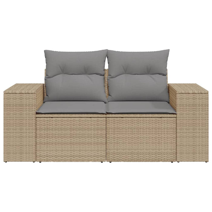 Garden Sofa With Cushions 2-Seater Beige Poly Rattan Tllbkl