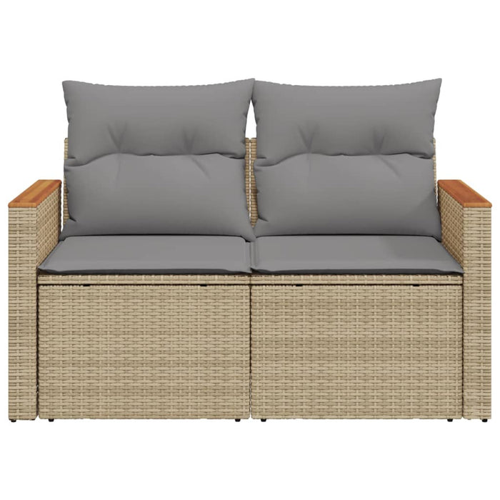 Garden Sofa With Cushions 2-Seater Beige Poly Rattan Tllbki