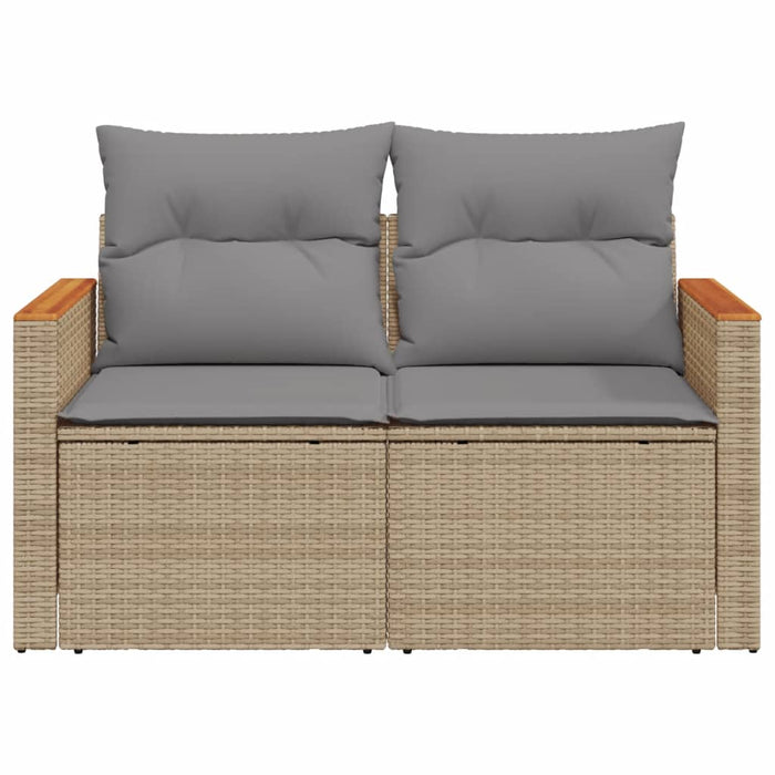 Garden Sofa With Cushions 2-Seater Beige Poly Rattan Tllbkn