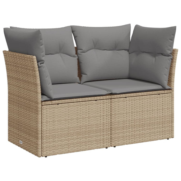 Garden Sofa With Cushions 2-Seater Beige Poly Rattan Tllobx