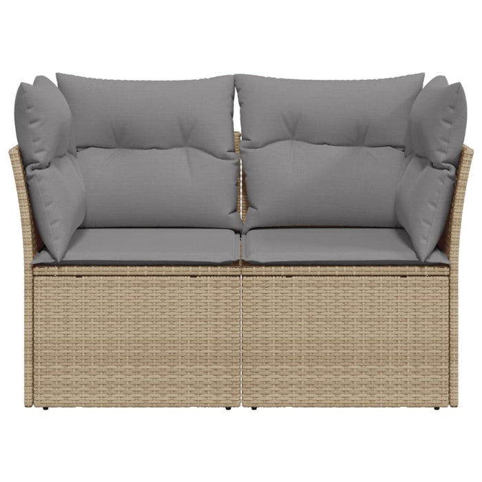 Garden Sofa With Cushions 2-Seater Beige Poly Rattan Tllobx