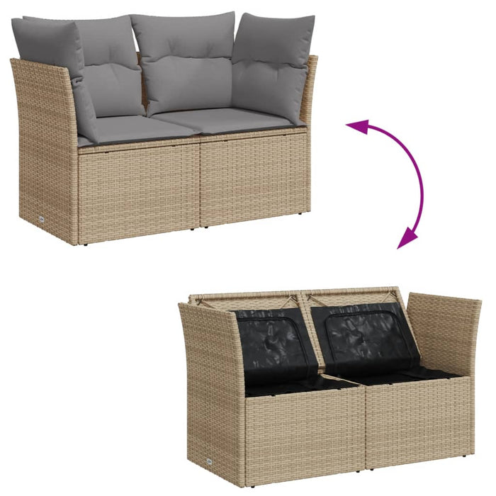 Garden Sofa With Cushions 2-Seater Beige Poly Rattan Tllobx