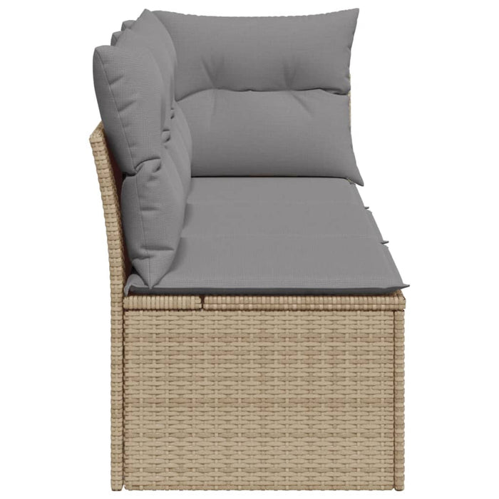 Garden Sofa With Cushions 3-Seater Beige Poly Rattan Tllobt