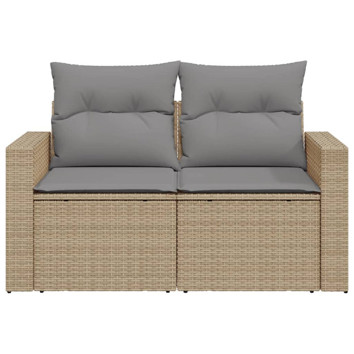 Garden Sofa With Cushions 2-Seater Beige Poly Rattan Tllobp
