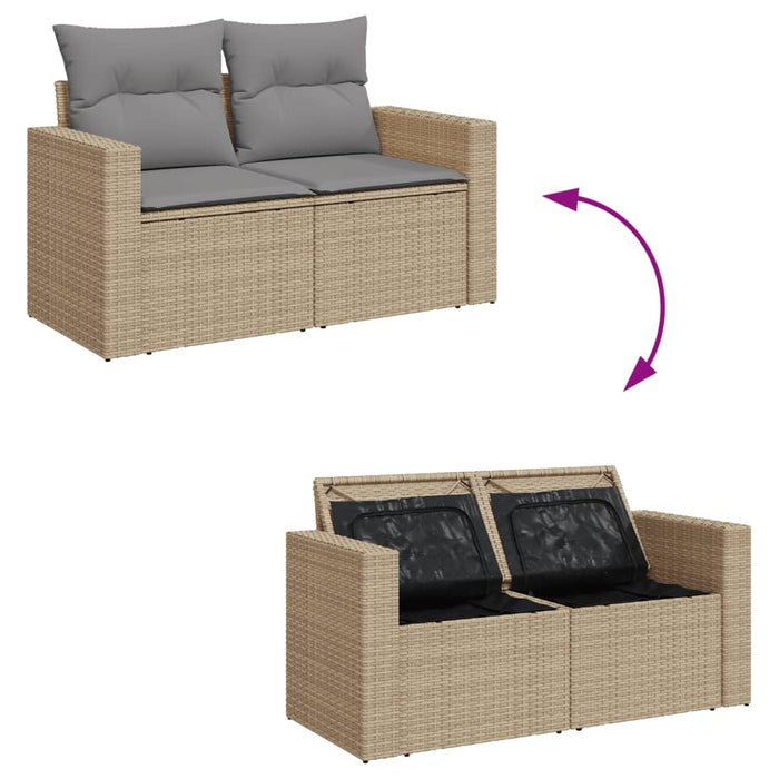 Garden Sofa With Cushions 2-Seater Beige Poly Rattan Tllobp