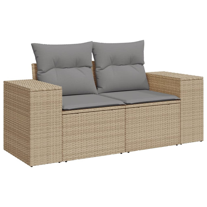 Garden Sofa With Cushions 2-Seater Beige Poly Rattan Tllobn