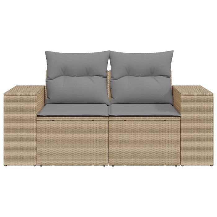 Garden Sofa With Cushions 2-Seater Beige Poly Rattan Tllobn