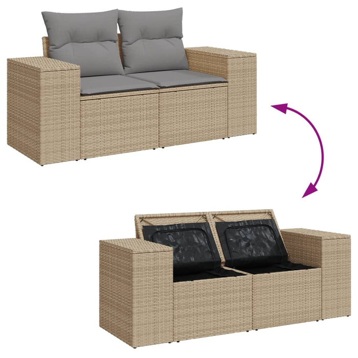 Garden Sofa With Cushions 2-Seater Beige Poly Rattan Tllobn