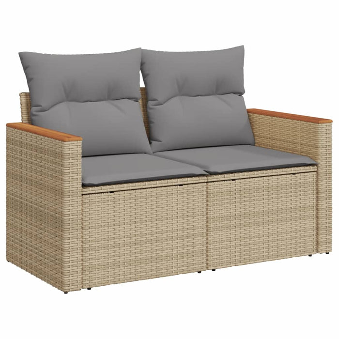 Garden Sofa With Cushions 2-Seater Beige Poly Rattan Tllobk