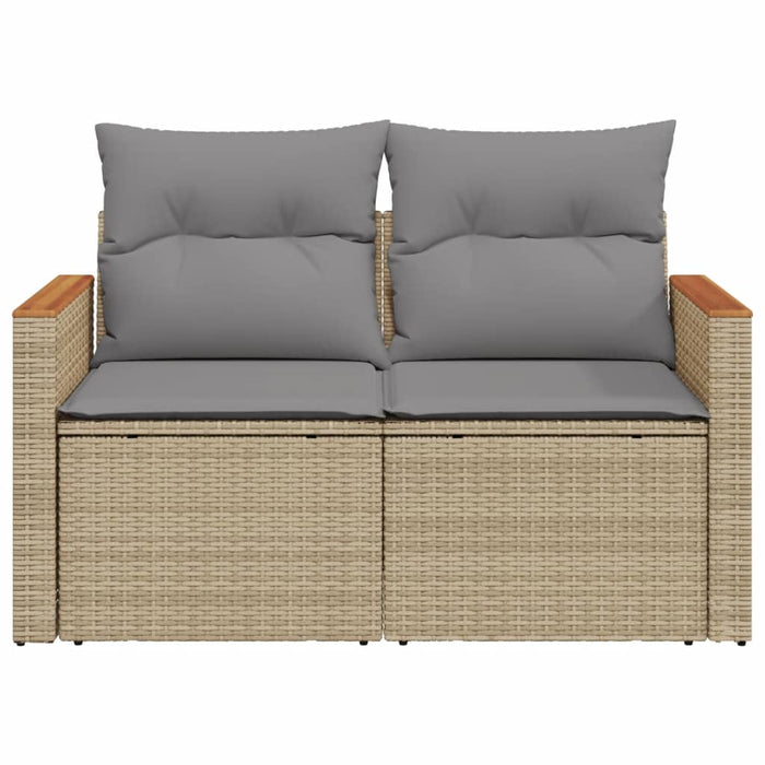 Garden Sofa With Cushions 2-Seater Beige Poly Rattan Tllobk