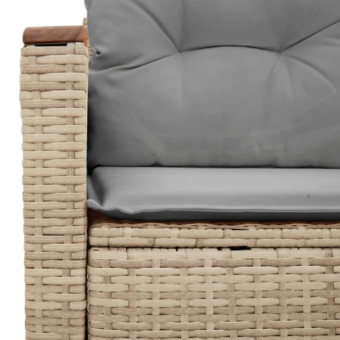 Garden Sofa With Cushions 2-Seater Beige Poly Rattan Tlloob