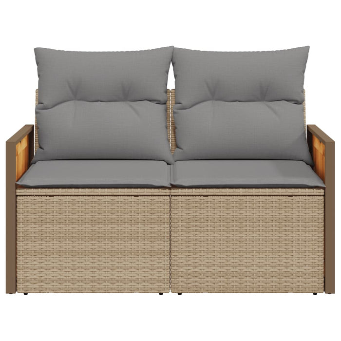 Garden Sofa With Cushions 2-Seater Beige Poly Rattan Tllooo