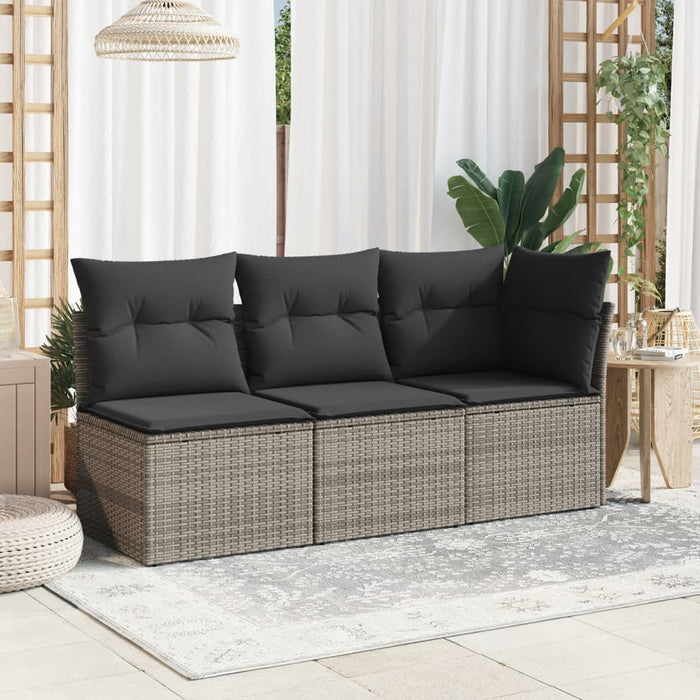 Garden Sofa Armless With Cushions Grey Poly Rattan Tlloox