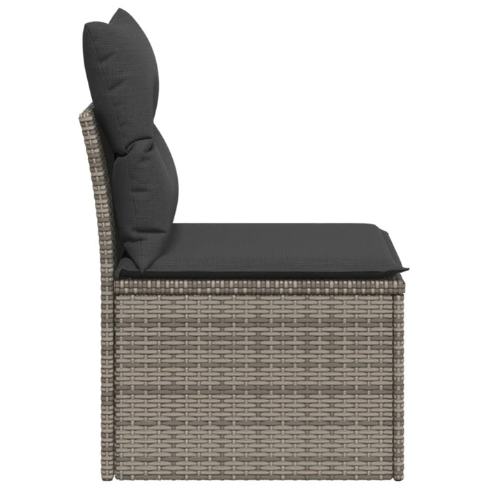 Garden Sofa Armless With Cushions Grey Poly Rattan Tlloox