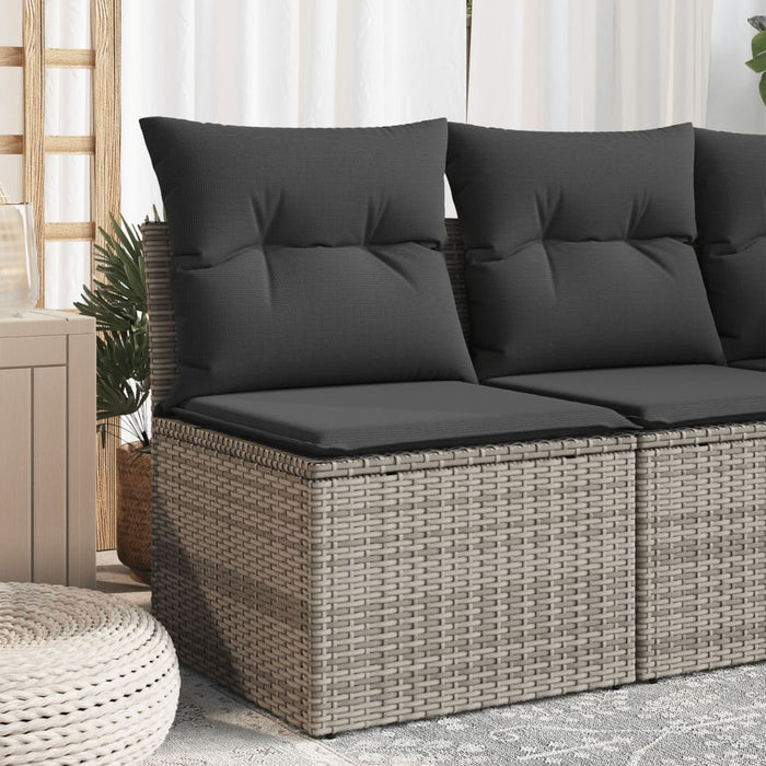 Garden Sofa Armless With Cushions Grey Poly Rattan Tlloox