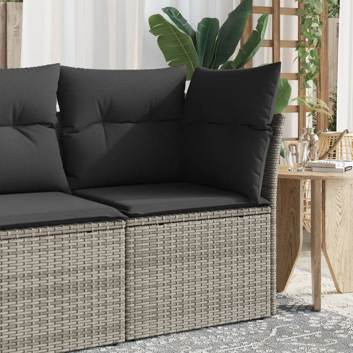 Garden Sofa Corner With Cushions Grey Poly Rattan Tlloot