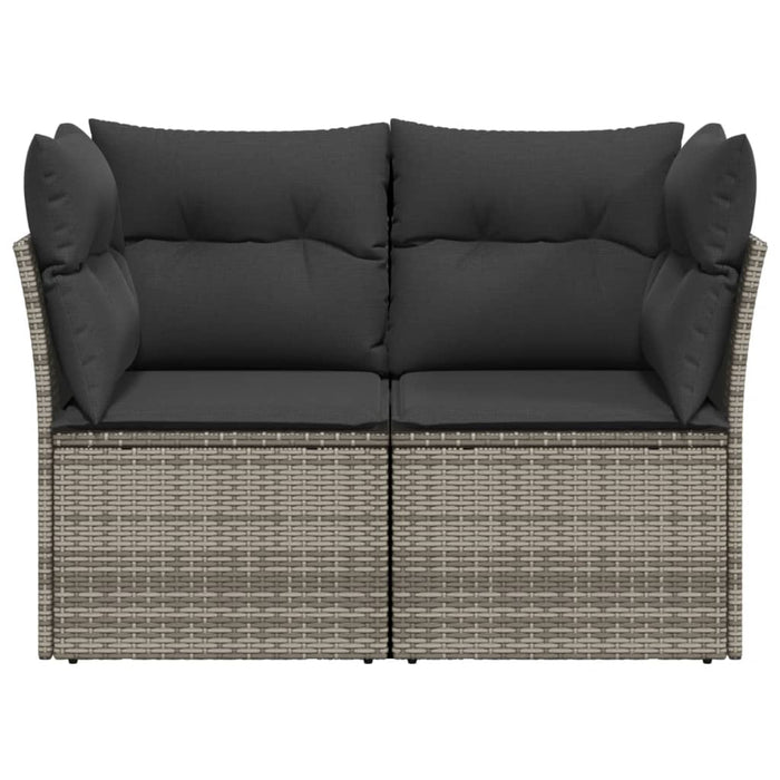 Garden Sofa With Cushions 2-Seater Grey Poly Rattan Tllooa