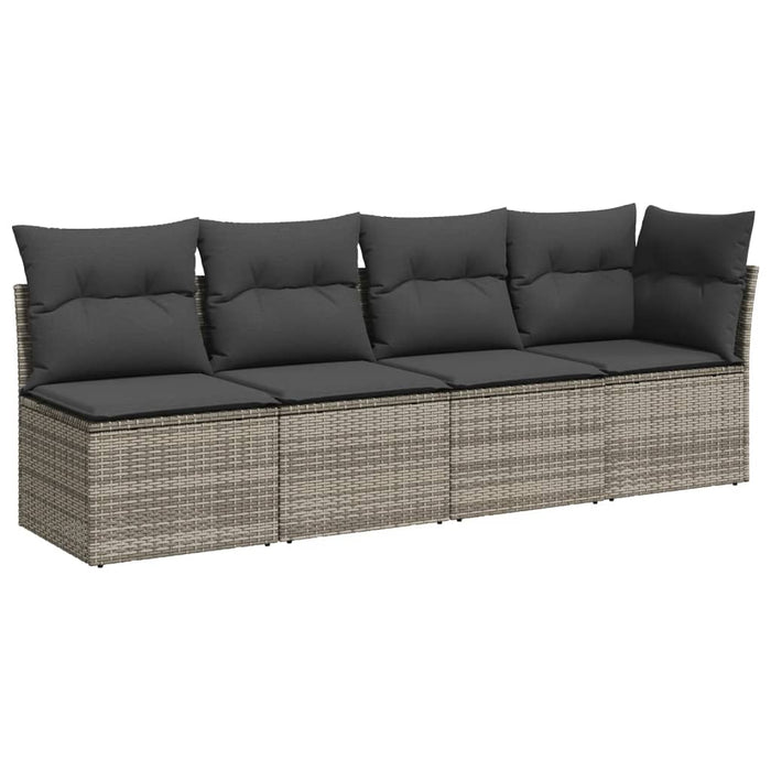 Garden Sofa With Cushions 4-Seater Grey Poly Rattan Tlloop