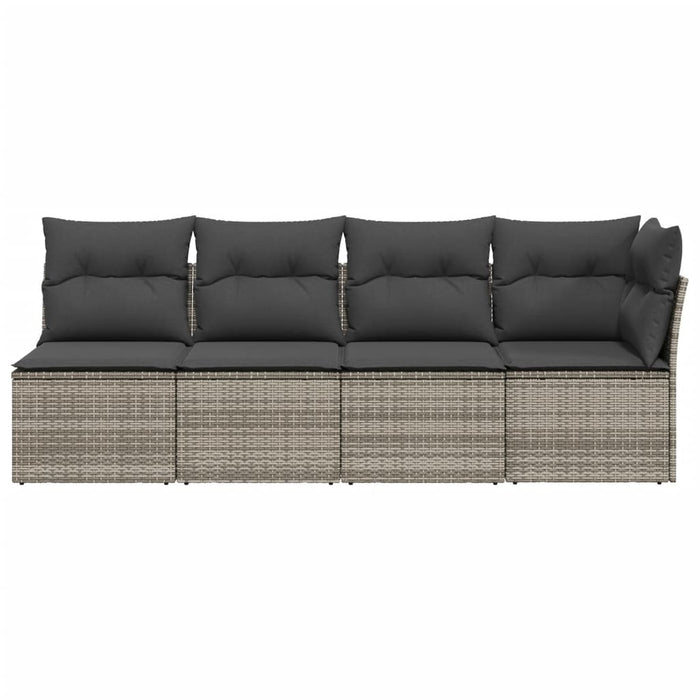Garden Sofa With Cushions 4-Seater Grey Poly Rattan Tlloop