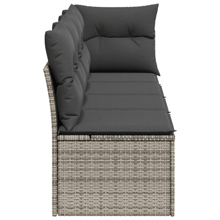 Garden Sofa With Cushions 4-Seater Grey Poly Rattan Tlloop