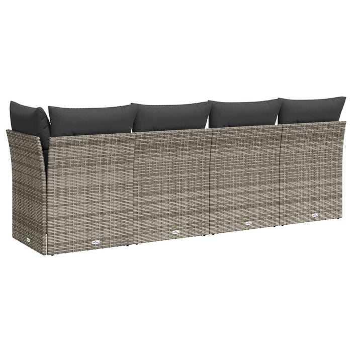 Garden Sofa With Cushions 4-Seater Grey Poly Rattan Tlloop