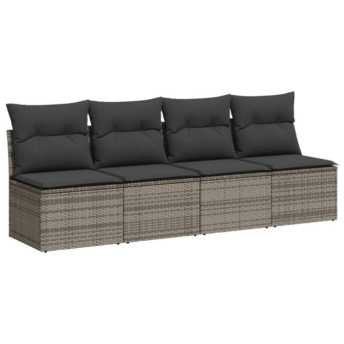Garden Sofa With Cushions 4-Seater Grey Poly Rattan Tllool