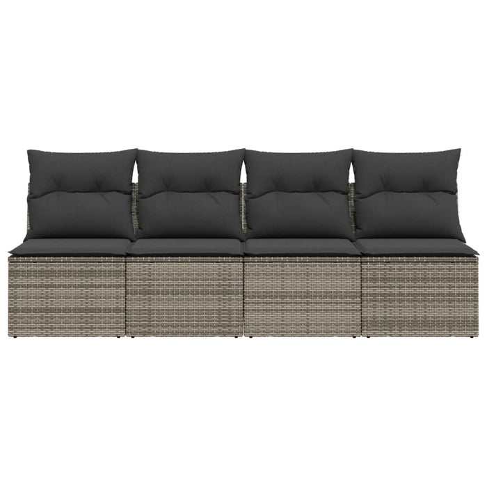Garden Sofa With Cushions 4-Seater Grey Poly Rattan Tllool