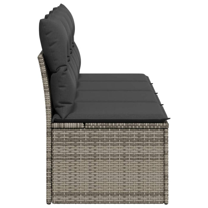 Garden Sofa With Cushions 4-Seater Grey Poly Rattan Tllool