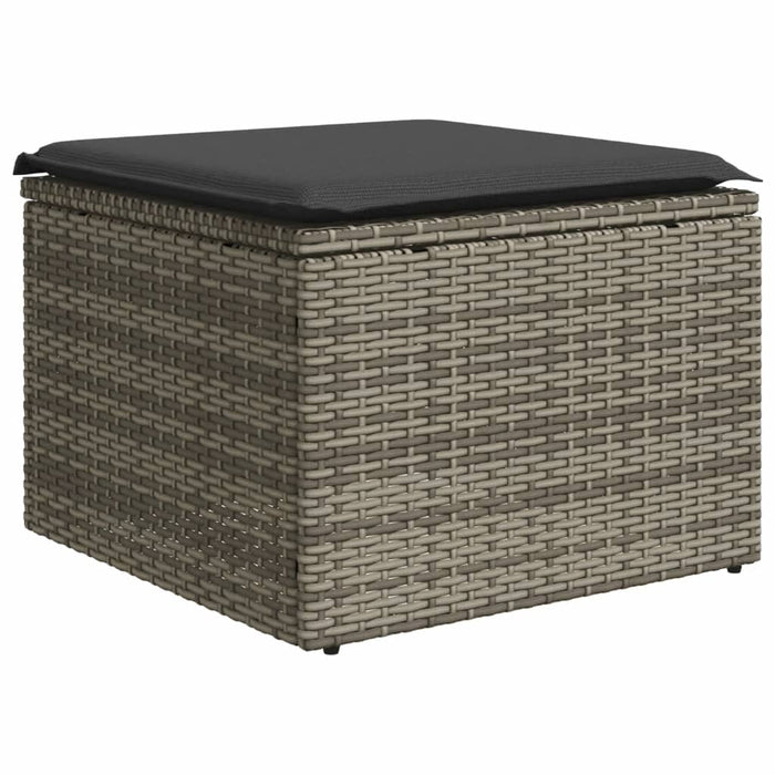 Garden Stool With Cushion Grey 55X55X37 Cm Poly Rattan Tllooi
