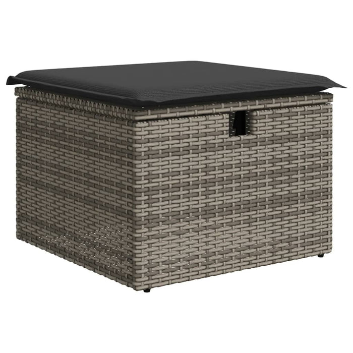 Garden Stool With Cushion Grey 55X55X37 Cm Poly Rattan Tlloon