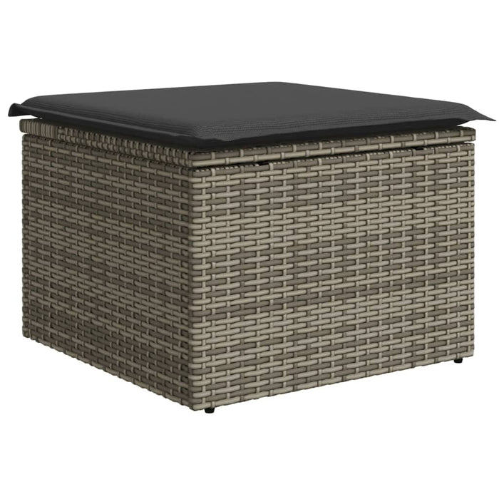 Garden Stool With Cushion Grey 55X55X37 Cm Poly Rattan Tllook