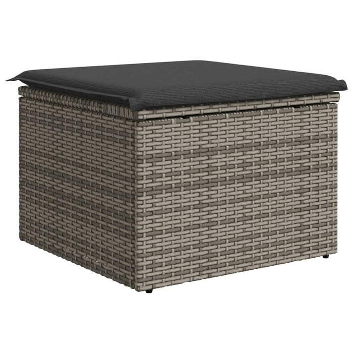 Garden Stool With Cushion Grey 55X55X37 Cm Poly Rattan Tllook